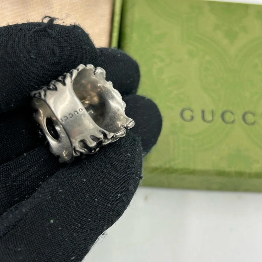 Gucci Lionhead motif ring in silver made in Italy size 8.5